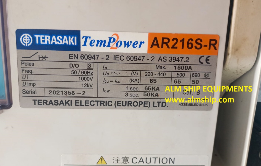 TERASAKI AIR CIRCUIT BREAKER AR216S-R