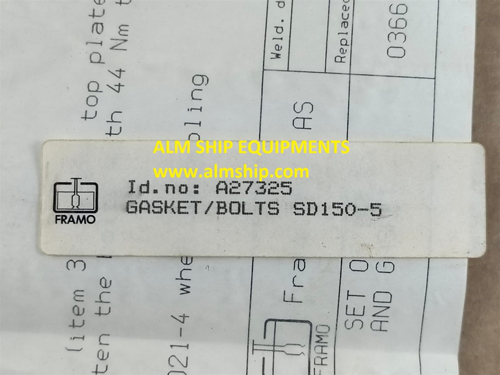 FRAMO GASKET/BOLTS