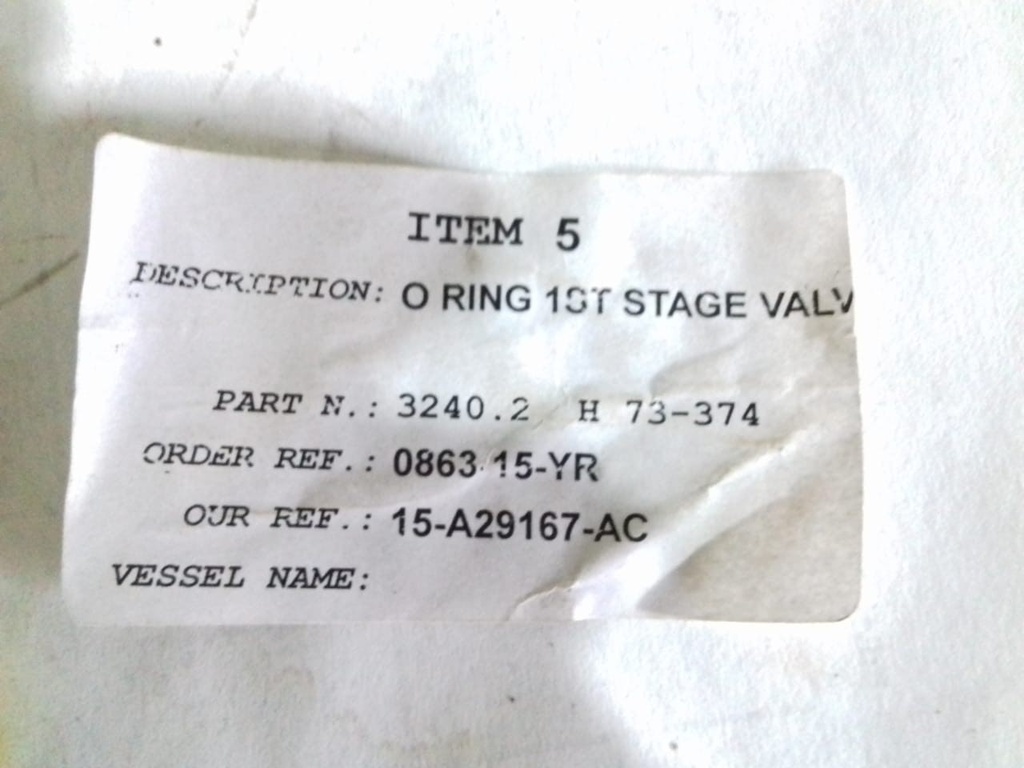 O-RING 1st STAGE VALVE