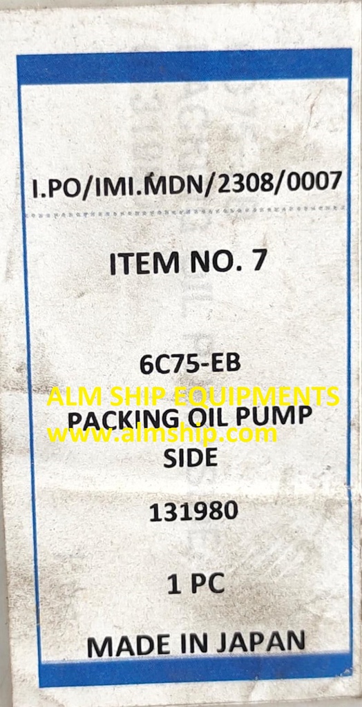 DAIKIN 6C75-EB PACKING OIL PUMP SIDE