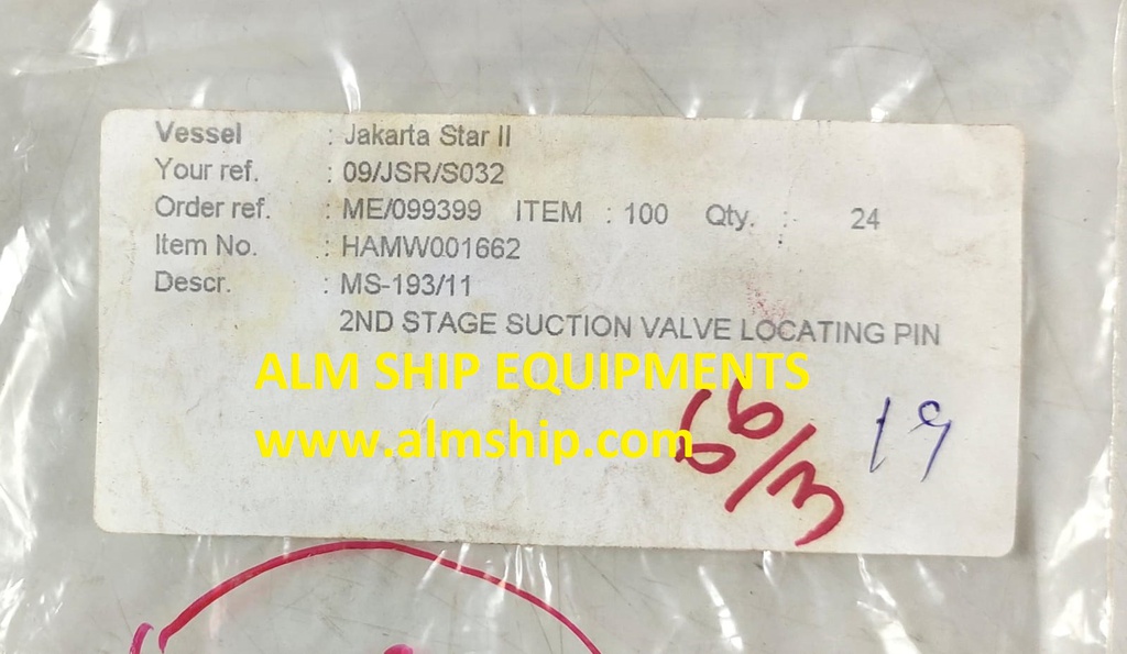 HAMWORTHY 2TF5/2TF54 2ND STAGE SUC VALVE LOCATING PIN