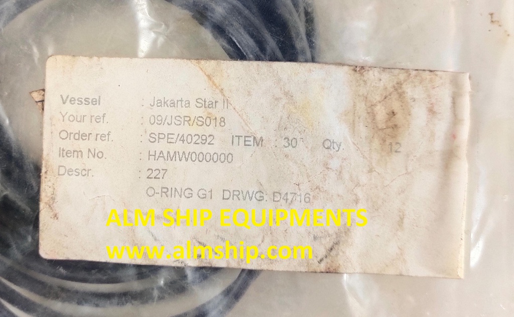 HAMWORTHY 2TF5/2TF54 O-RING G1