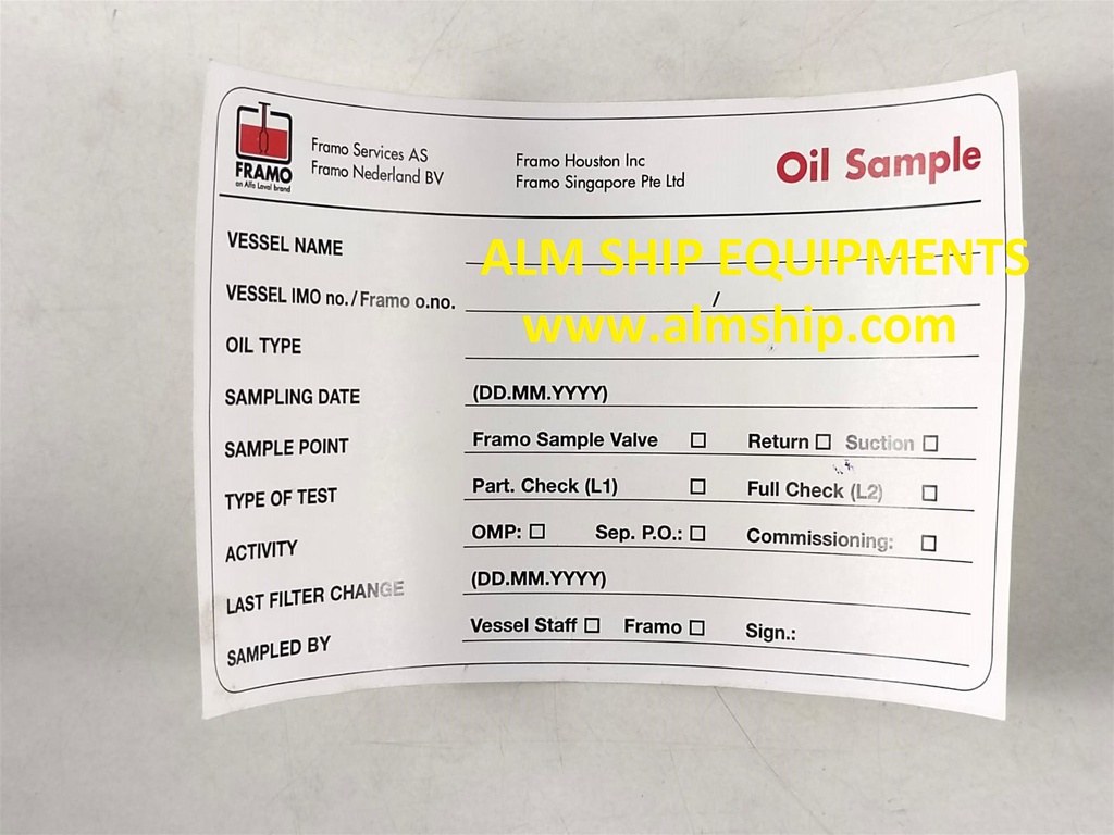 FRAMO OIL SAMPLING BOTTLE