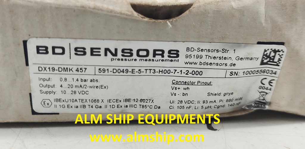 BD DX19-DMK 457 INTERTGASS PRESSURE SENSOR