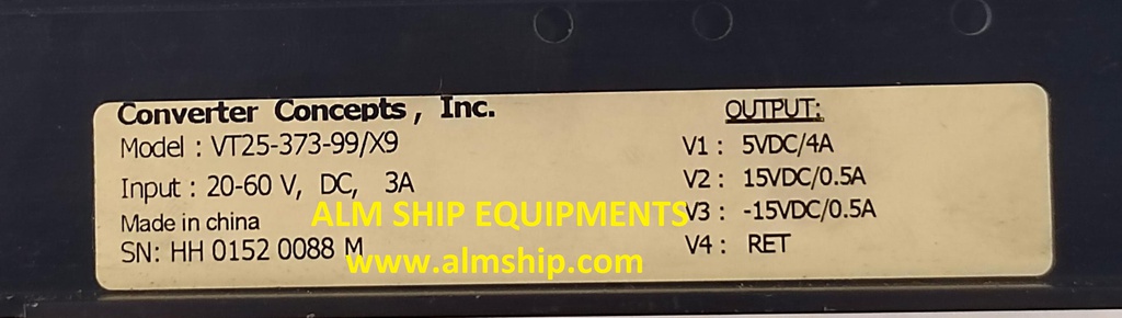NOR CONTROL VT25-373-99/X9 CONVERTER CONCEPT,INC POWER SUPPLY