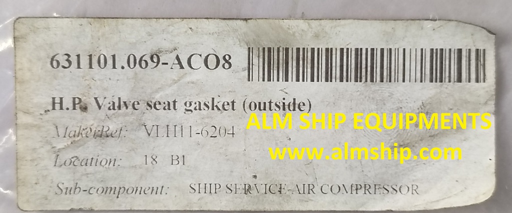 HP.VALVE SEAT GASKET 631101.069-ACO8 VLH11-6204