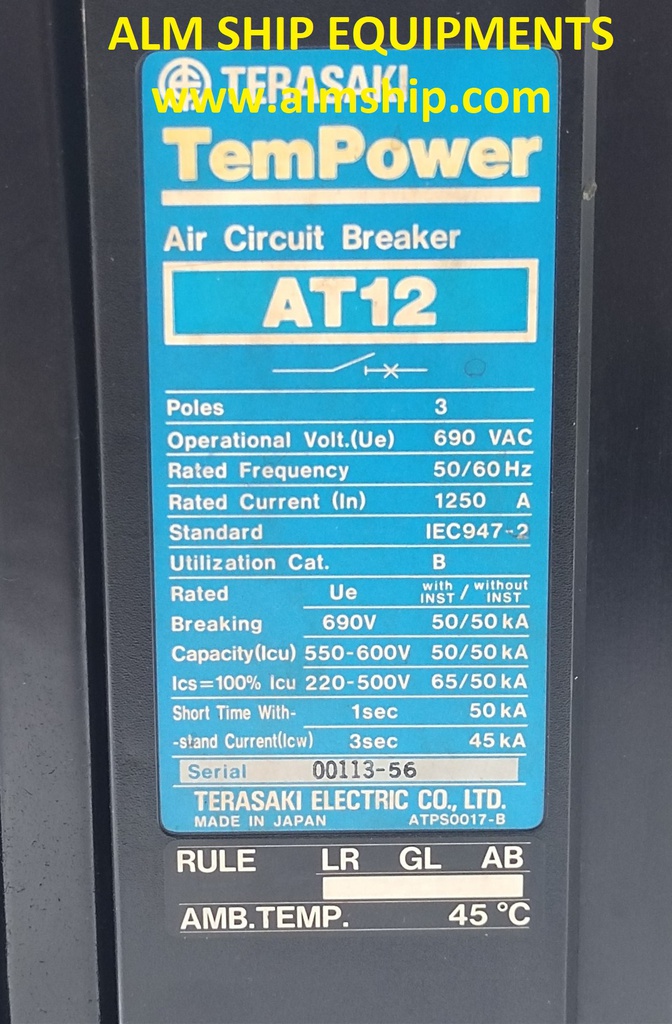 TERASAKI AT12 TEMPOWER AIR CIRCUIT BREAKER