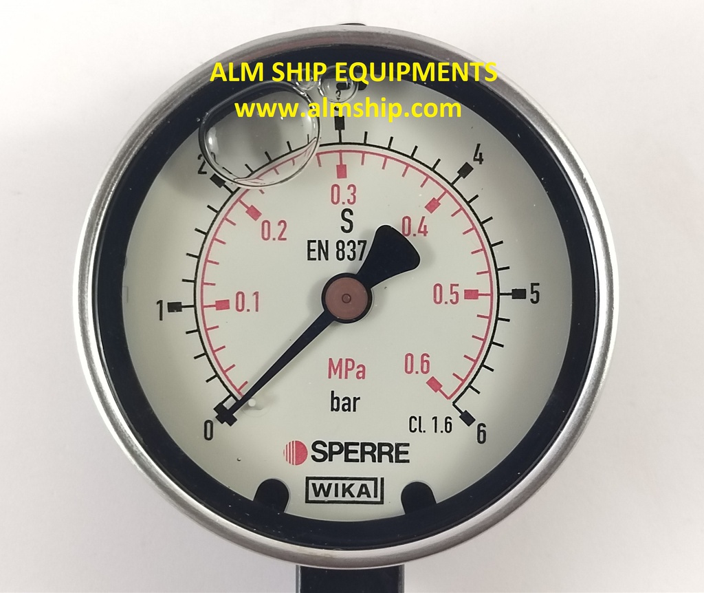 SPERRE WIKA EN-837-1 PRESSURE GAUGE 0-6 BAR
