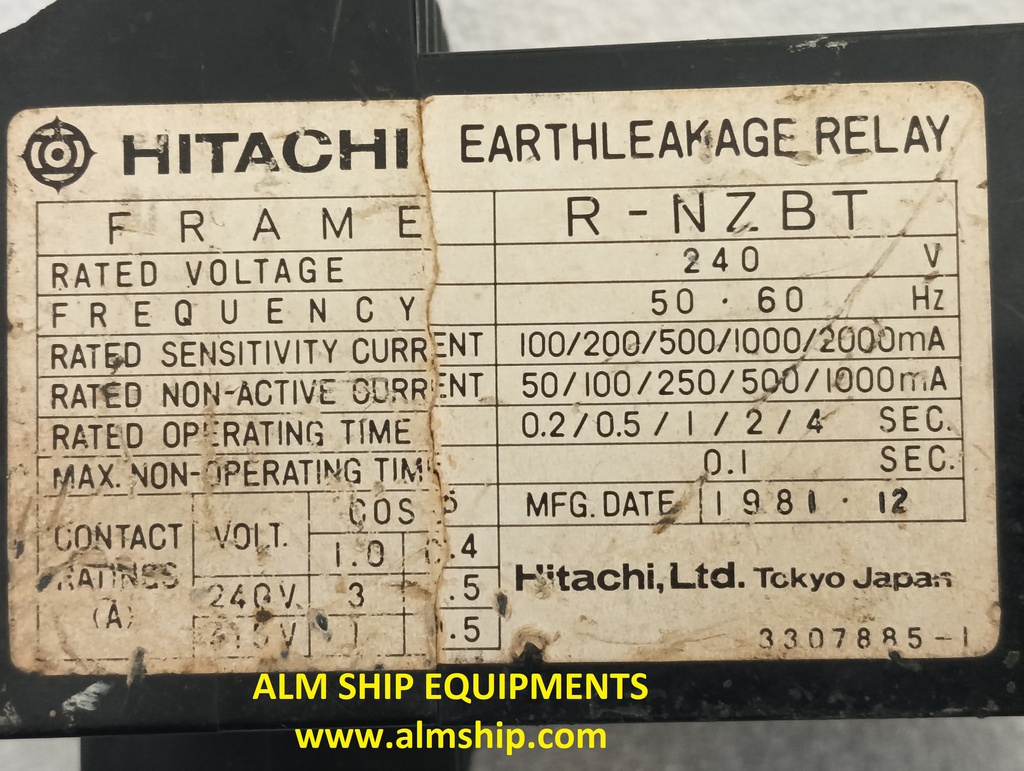 HITACHI R-NZBT EARTH LEAKAGE RELAY