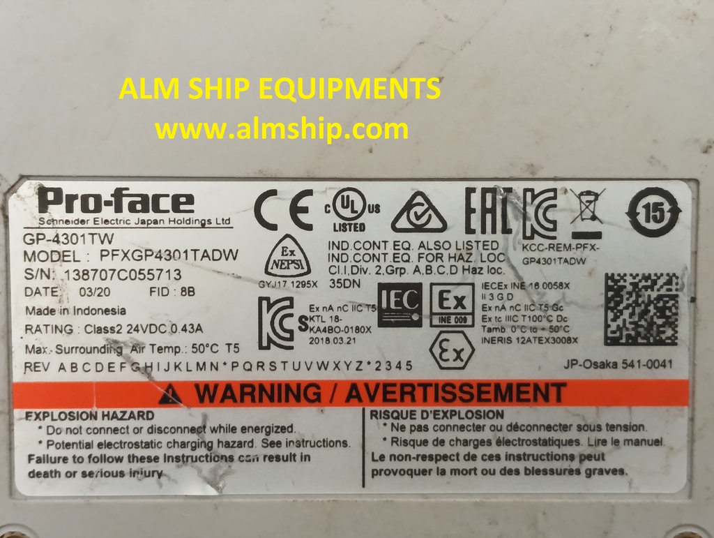 SCHNEIDER PFXGP4301TADW ELECTRIC GP-4301TW PRO-FACE