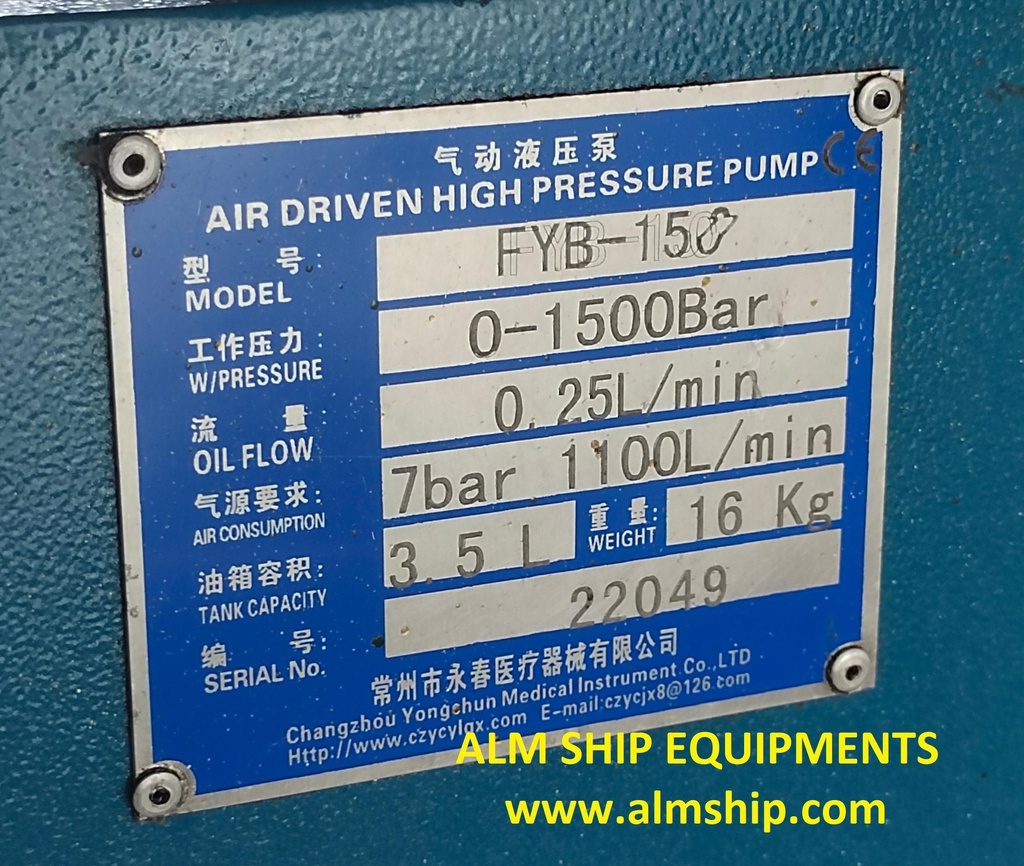 HYDRAULIC HIGH PRESSURE PUMP OBEL FYB-1500 WITH-OUT HANDLE