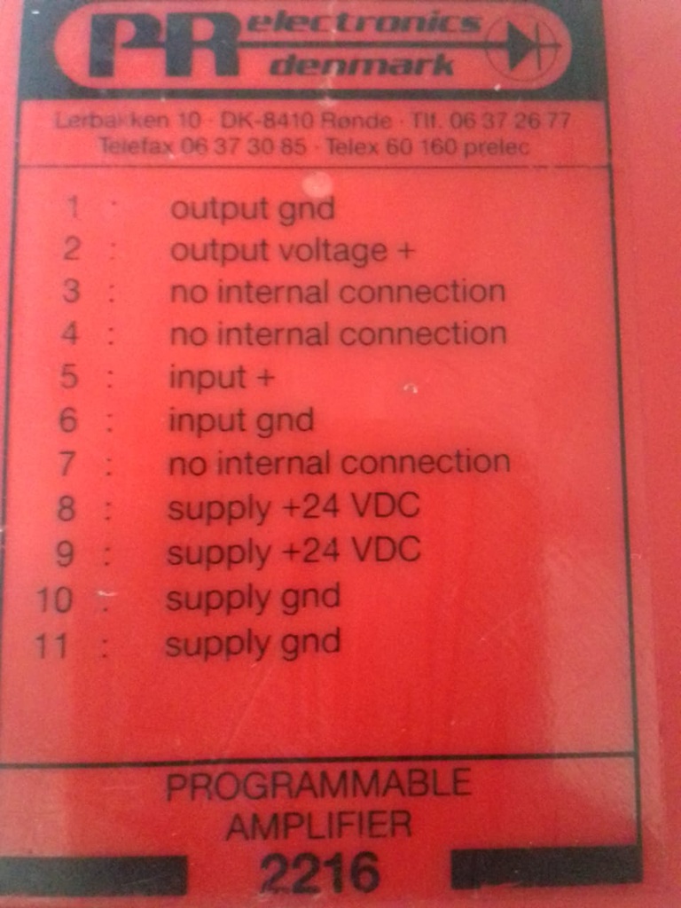 PR ELECTRONICS PROGRAMABLE AMPLIFIER 2216