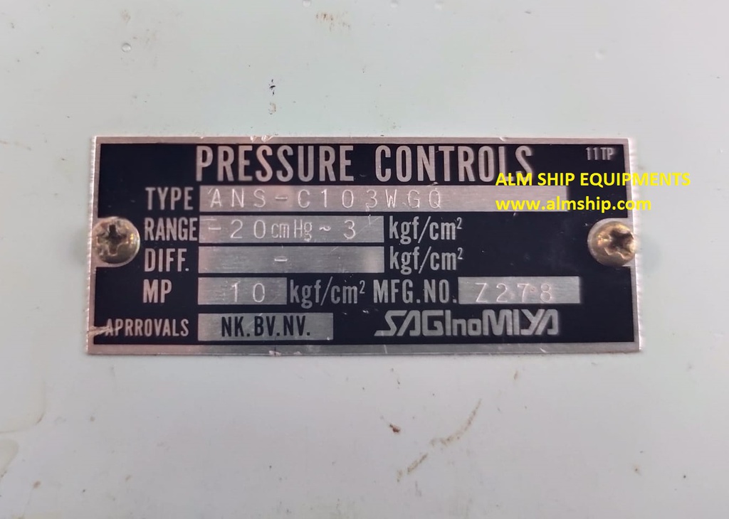 SAGINOMIYA ANS-C103WGQ PRESSURE CONTROLS