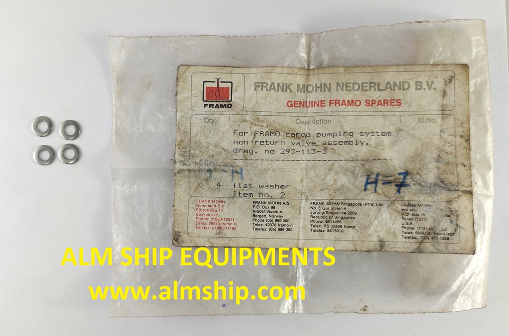 FRAMO FLAT WASHER 293-113-3 ITEM NO.2