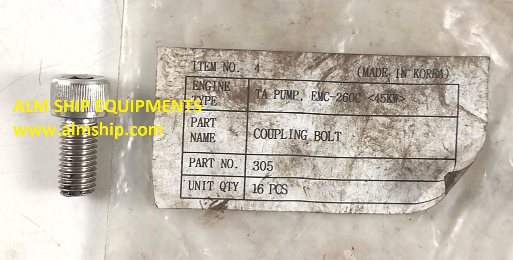 Coupling Bolt P/n 305 &lt;45KW&gt; For Taiko Kikai EMC-260C