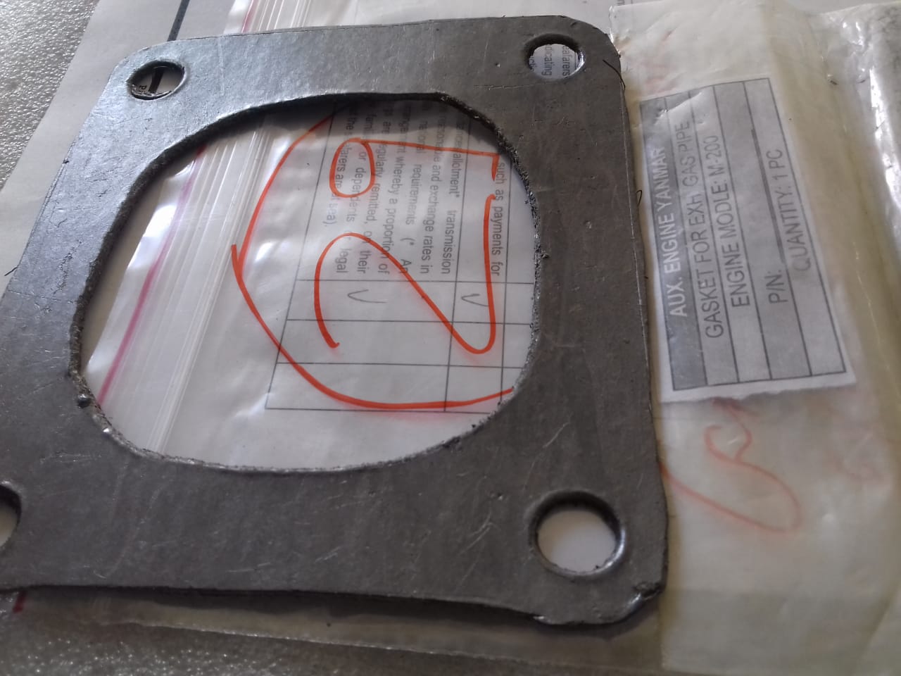 YANMAR GASKET FOR EXH. GAS PIPE M200