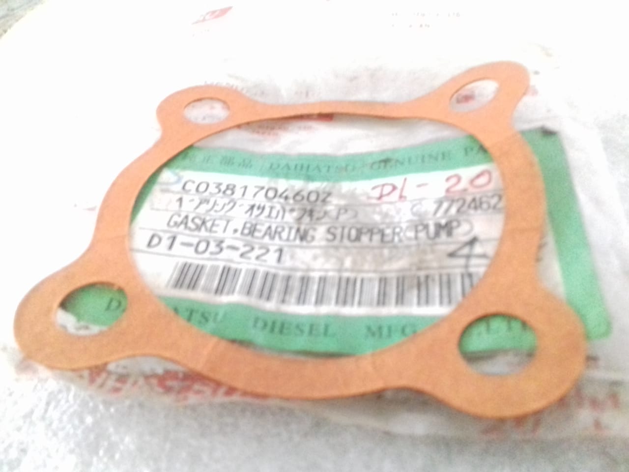 DAIHATSU GASKET BEARING STOPPER PUMP DL-20