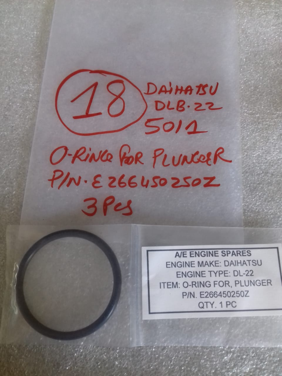 DAIHATSU O-RING FOR PLUNGER DLB-22
