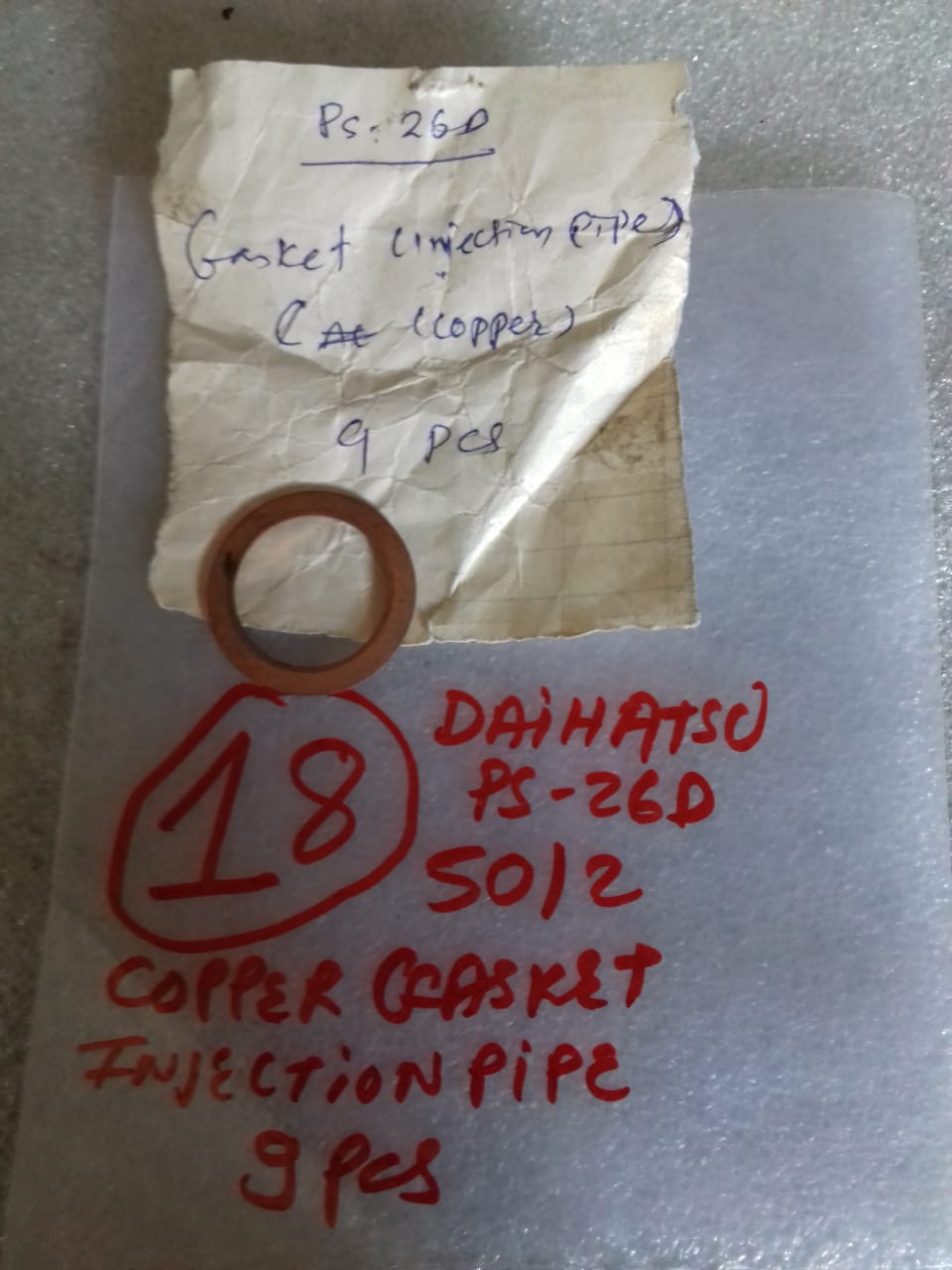 DAIHATSU COPPER GASKET INJECTION PIPE PS-26D