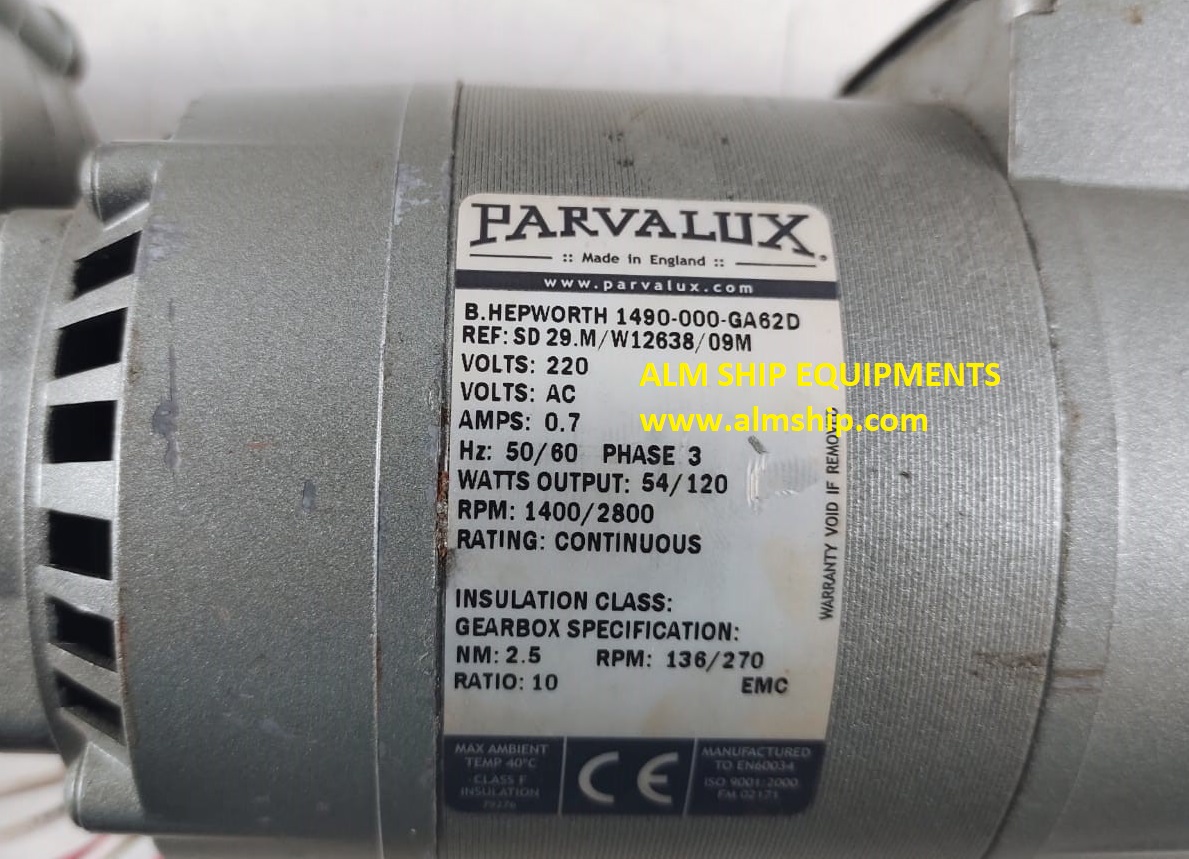 Parvalux SD 29M./W12638/09M Wiper Motor