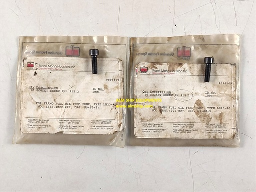 ocket Screw Pn 915.1 & 915.2 Id 1001 & 4040-701203-16.0 For Framo