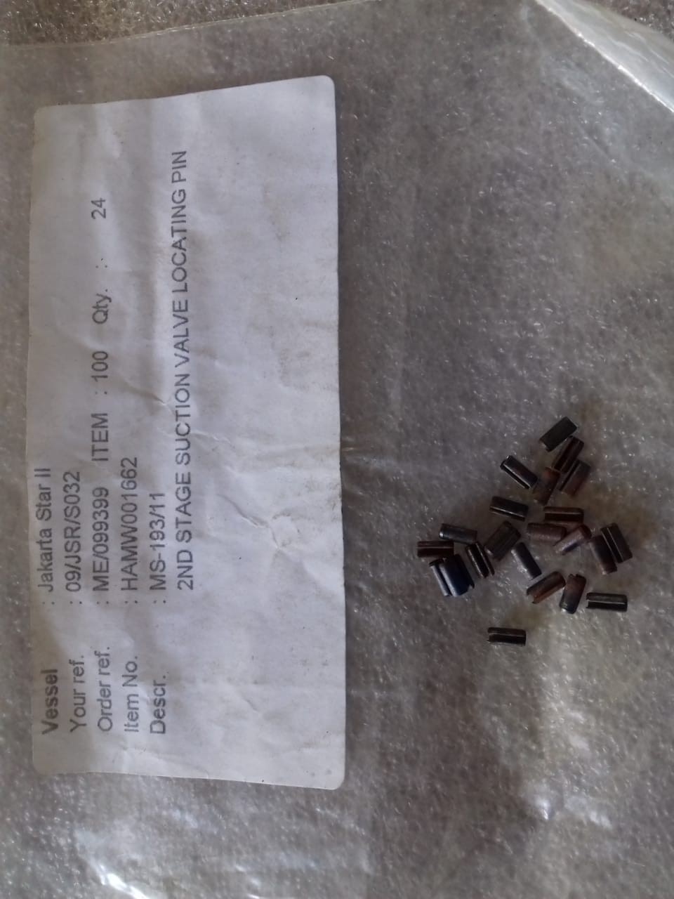 HAMWORTHY 2TF5/2TF54 2ND STAGE SUC VALVE LOCATING PIN